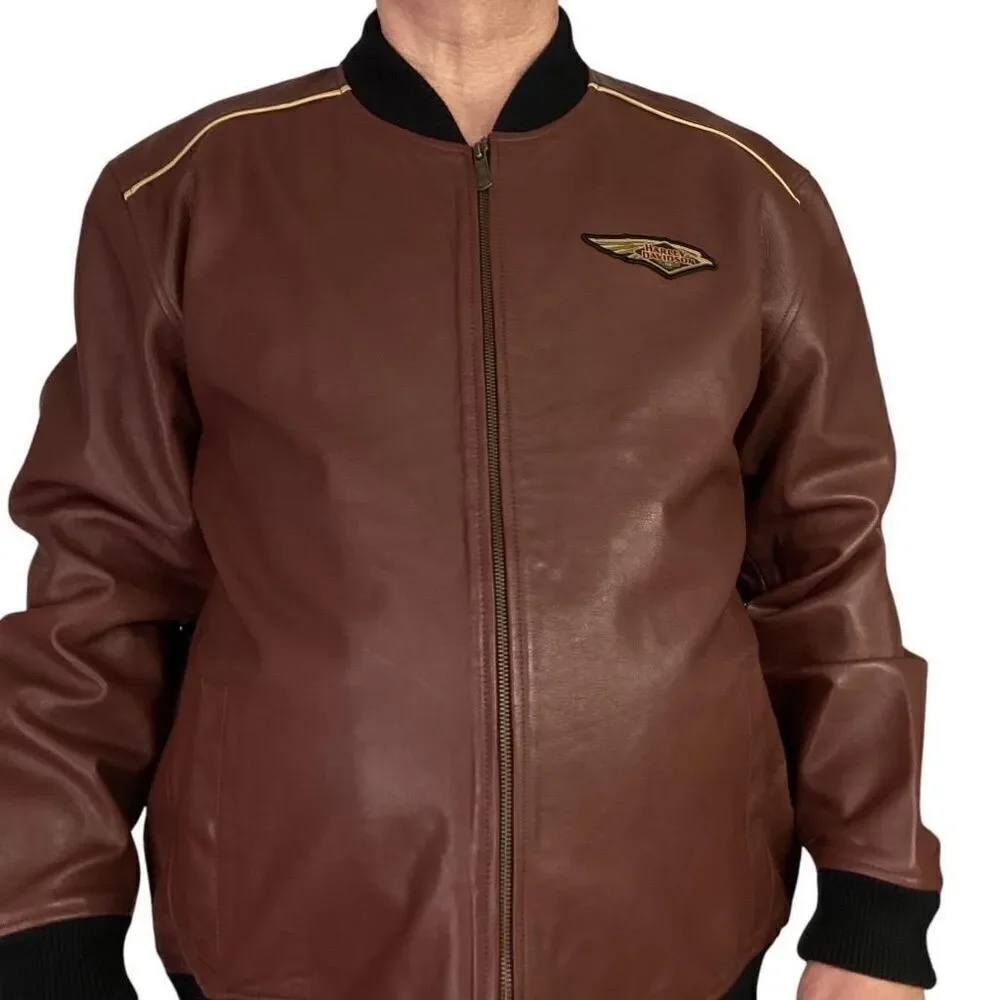 Harley-Davidson Bomber Jacket Mens 2X Dark Red Leather 120th Anniversay Edition